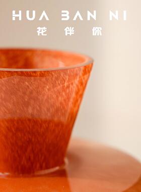 墨绿色纯粹极简线条玻璃花 餐桌装饰档插花水培摆件饰品复古