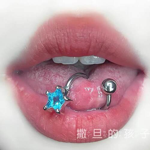 撒旦的孩子 讲不了一点话 舌钉钛钢外螺纹 S型舌环 舌钉 舌头钉