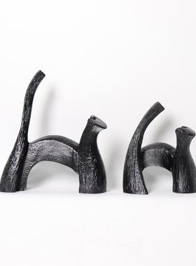 现代简约树脂几何抽象小猫动物摆件样板房售楼处书房客厅软装饰品