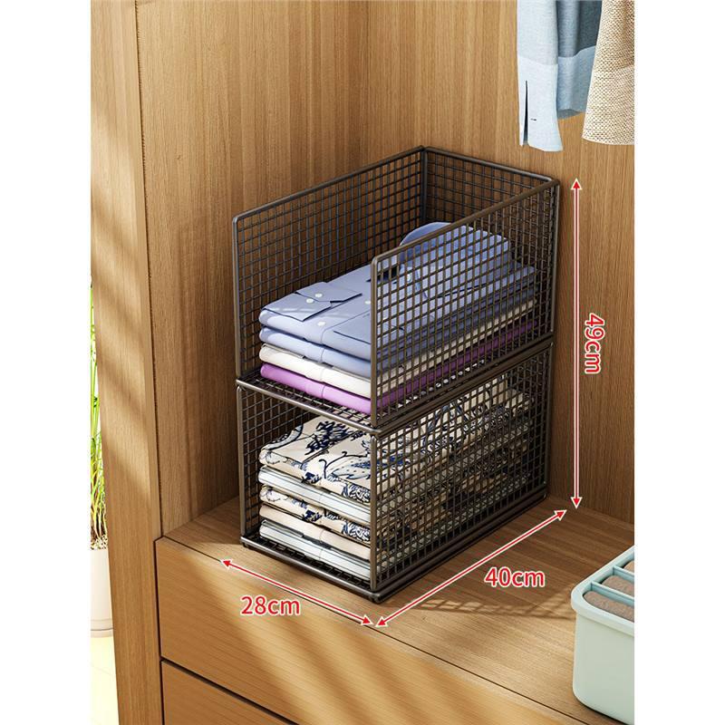 衣服收纳叠加敞口容量铁艺收纳箱