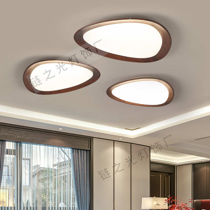 护眼新中式卧室吸顶灯日式中古风木艺主卧灯设计师灯具书房吸顶灯