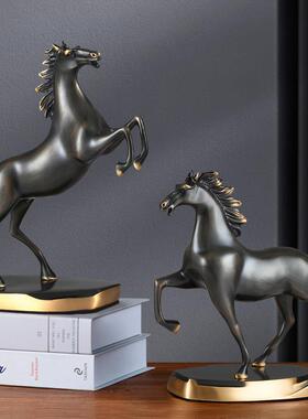 纯铜铜马马到成功领导办公室摆件客厅酒柜轻奢装饰品新居乔迁礼品