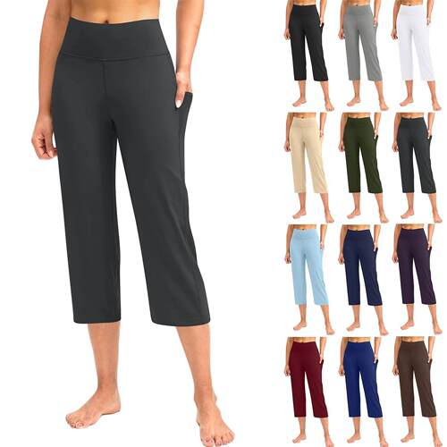 Workout Yoga Pants for Women High Waist Capri Pants with