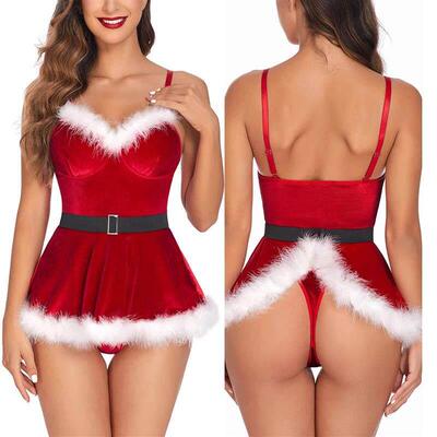 Christmas uniform suit Slip dress sexy uniform dress圣诞裙