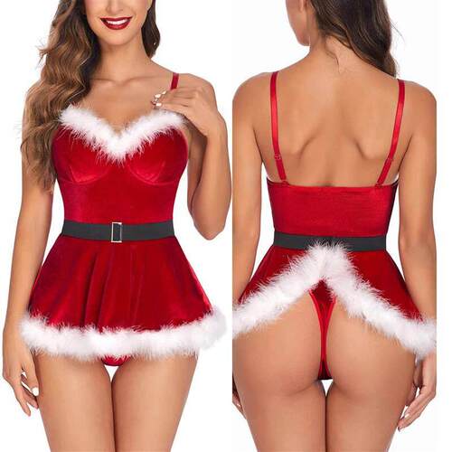 Christmas uniform suit Slip dress sexy uniform dress圣诞裙