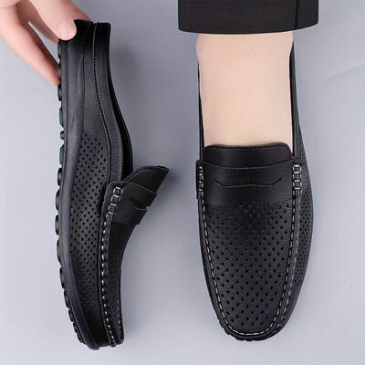 men's Microfiber Upper Solid Colour Slip On Mule Shoes跨境