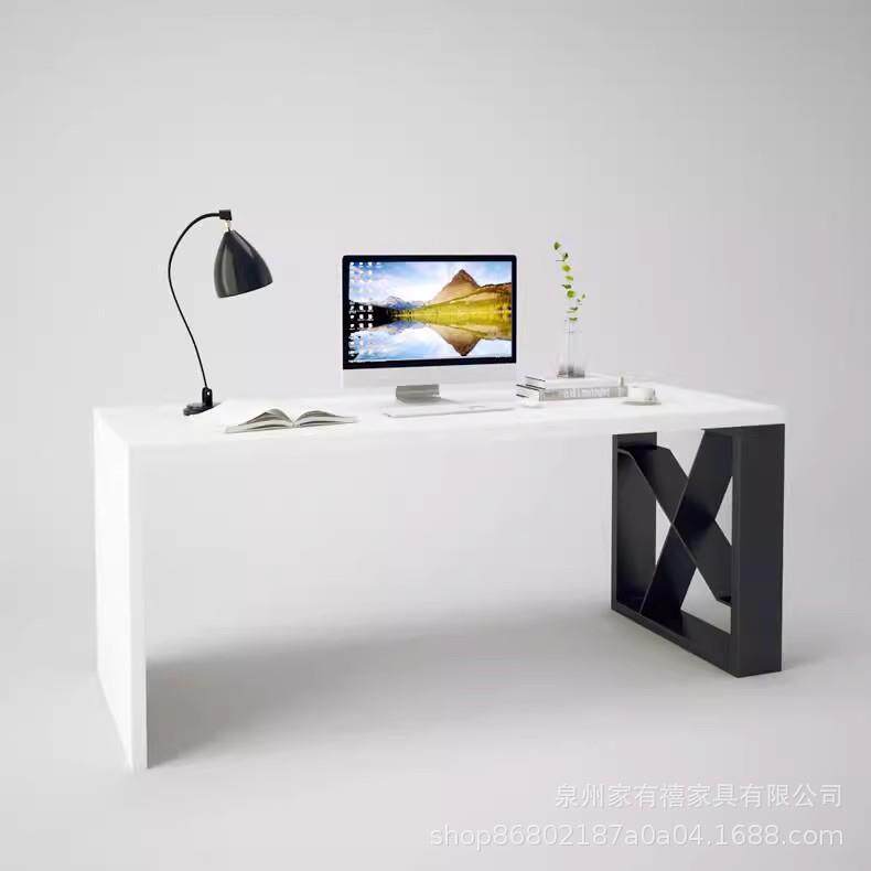 北欧实木会议桌长桌设计师办公桌工作台白色实木餐桌长条家用书桌