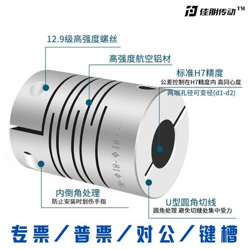 铝合金平行线连轴器夹紧式编码器丝杆步进马达伺服电机弹性联轴器