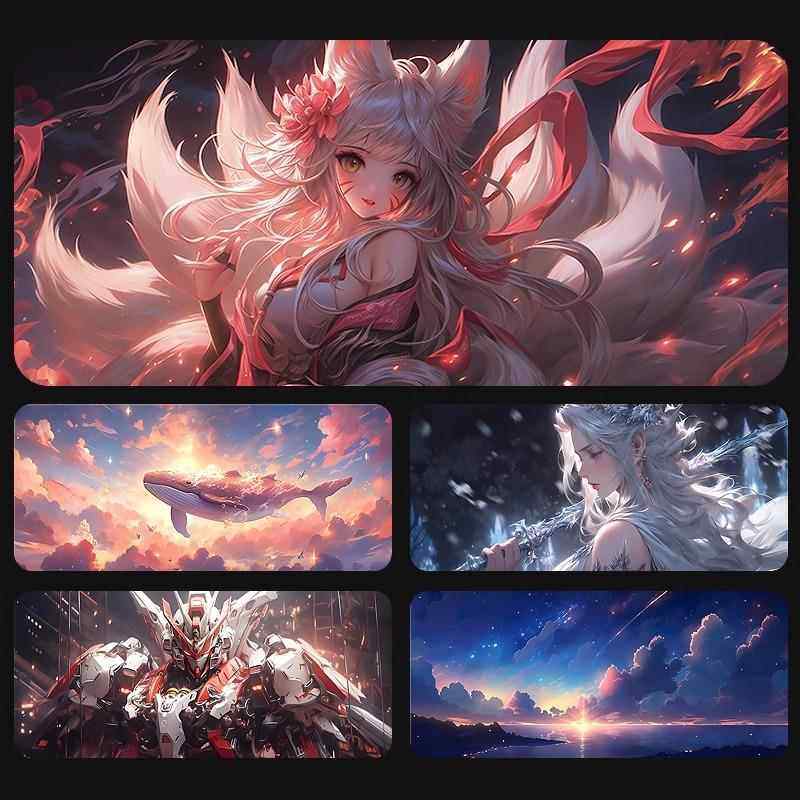 超大号鼠标垫大电竞动漫游戏轻奢电脑键盘垫男女办公桌垫锁边加厚