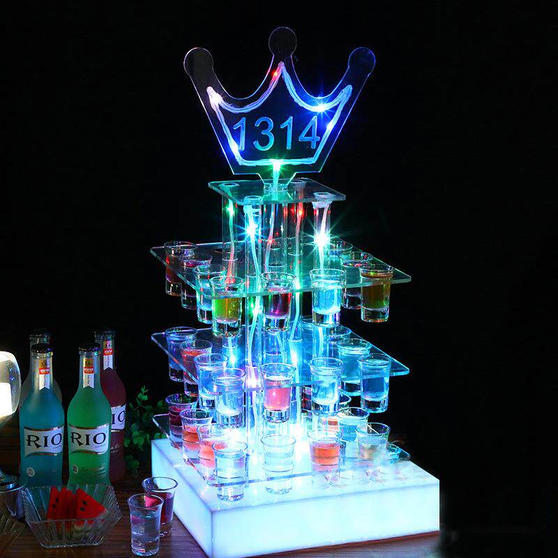 发光鸡尾酒杯架酒吧ktv1314香槟酒架520心形led三层一口LED灯光