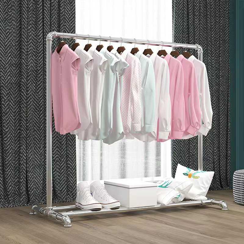 钢管晾衣架加厚加粗服装展示架户外阳台双杆夜市水管摆摊简易衣架