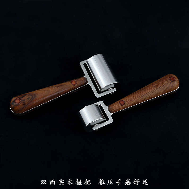 滚轮压工具皮革手工器滚压双轴压皮合料diy 实心贴合承胶轮不锈钢