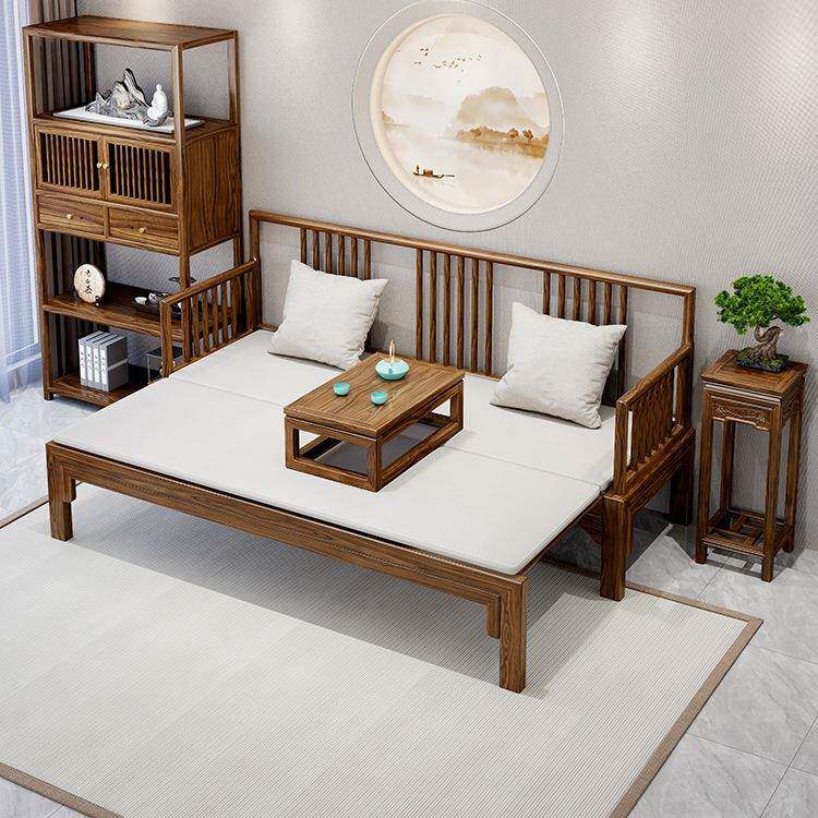 妃实985木汉床小户型厅家用沙发床两用新中式现代罗贵卧榻推拉躺