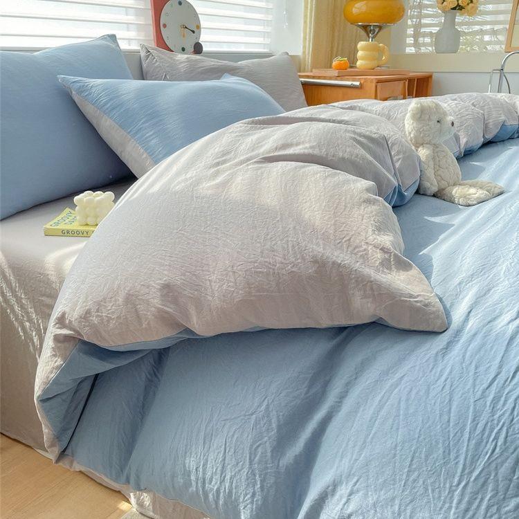 水亲棉做旧风洗四件套肤柔软GJM015床单被套三件套床上用品被宿舍