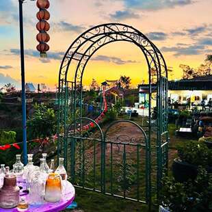 欧式 绿萝园艺 铁艺拱门乡村花架子带门花门户外庭院花园爬藤架月季