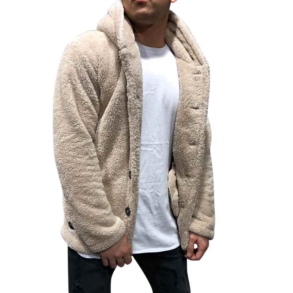 mens double-sided plush coat oversized button-down plush