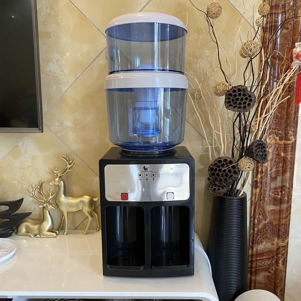 台式饮水机制冷制热冰温热配净水家用过滤桶自来水一套直饮桶