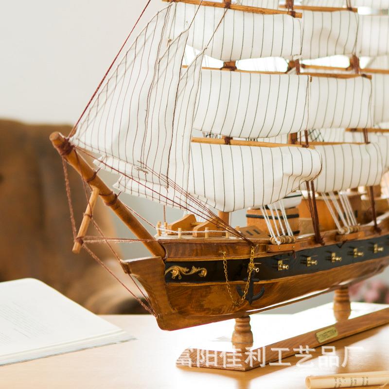 件型帆船工艺摆件海洋风格YUZ大一帆风顺品摆件质木模型家居装饰