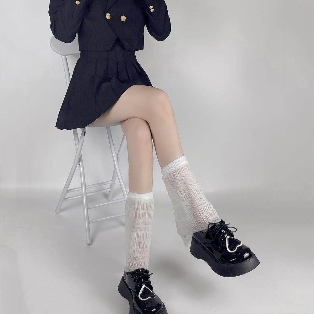 春夏薄款皱皱蕾丝半截袜套洛丽塔日系JK中短筒定制