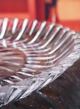 86M0加厚水晶玻璃水果盘托盘欧式特大号客厅KTV会所酒店餐厅琥珀