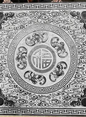石雕浮雕壁画青石地雕镂空窗花福字石窗中式庭院玄关装饰画彷古
