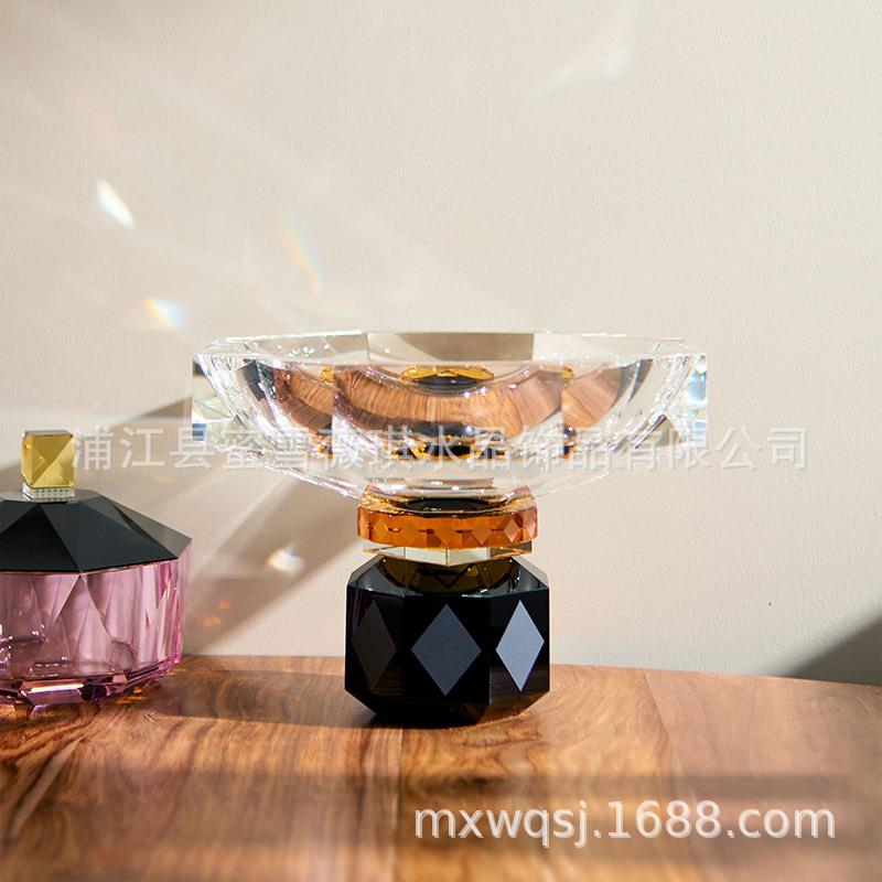 2026新款水晶托盘家居摆件直销欧式轻奢水晶果盘