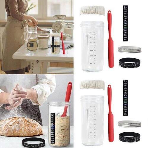 Bread Making Glass Jar Set with Thermometer Wide Mouth
