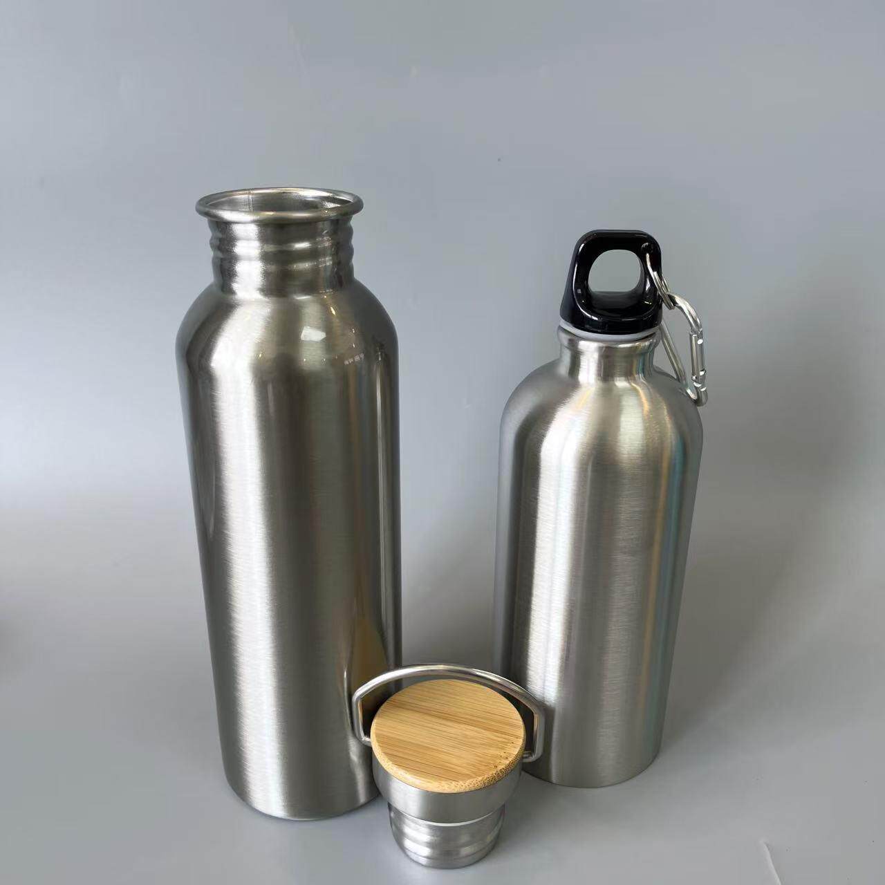 食品级304不锈钢水杯单层运动水壶户外不保温杯子全钢野营防摔
