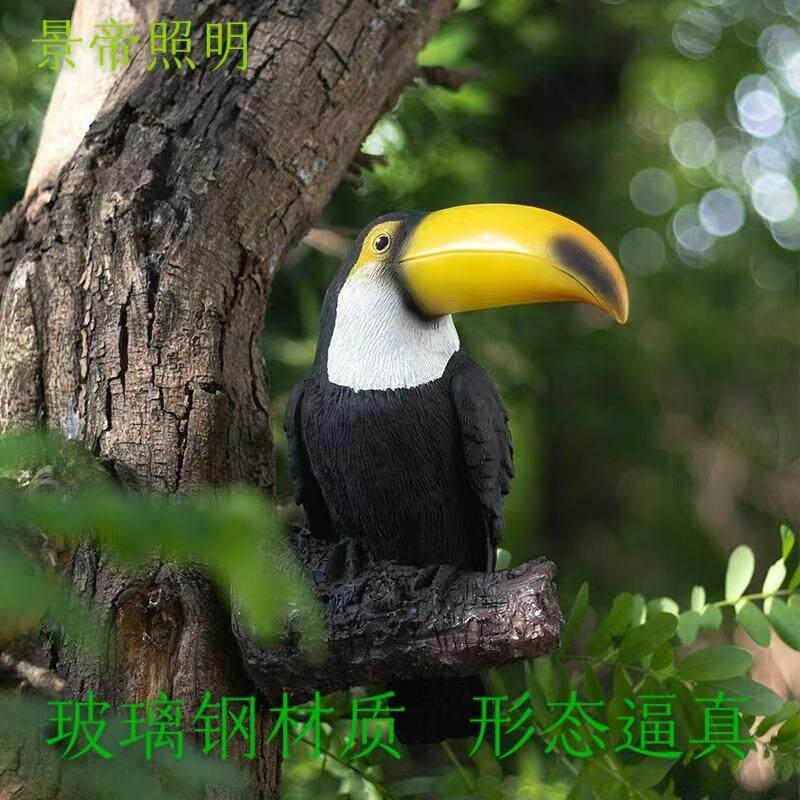 发光动物灯户外防水挂树景观灯玻璃钢仿真鹦鹉浣熊庭院装饰挂树灯