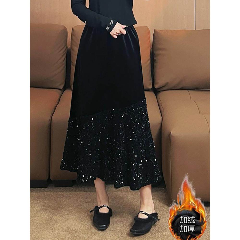 大码女装胖MM秋季新款2026年设计感加绒加厚半身裙中长款亮0119r,女装/女士精品,半身裙,淘宝优惠券,粉丝福利购,淘宝优惠卷
