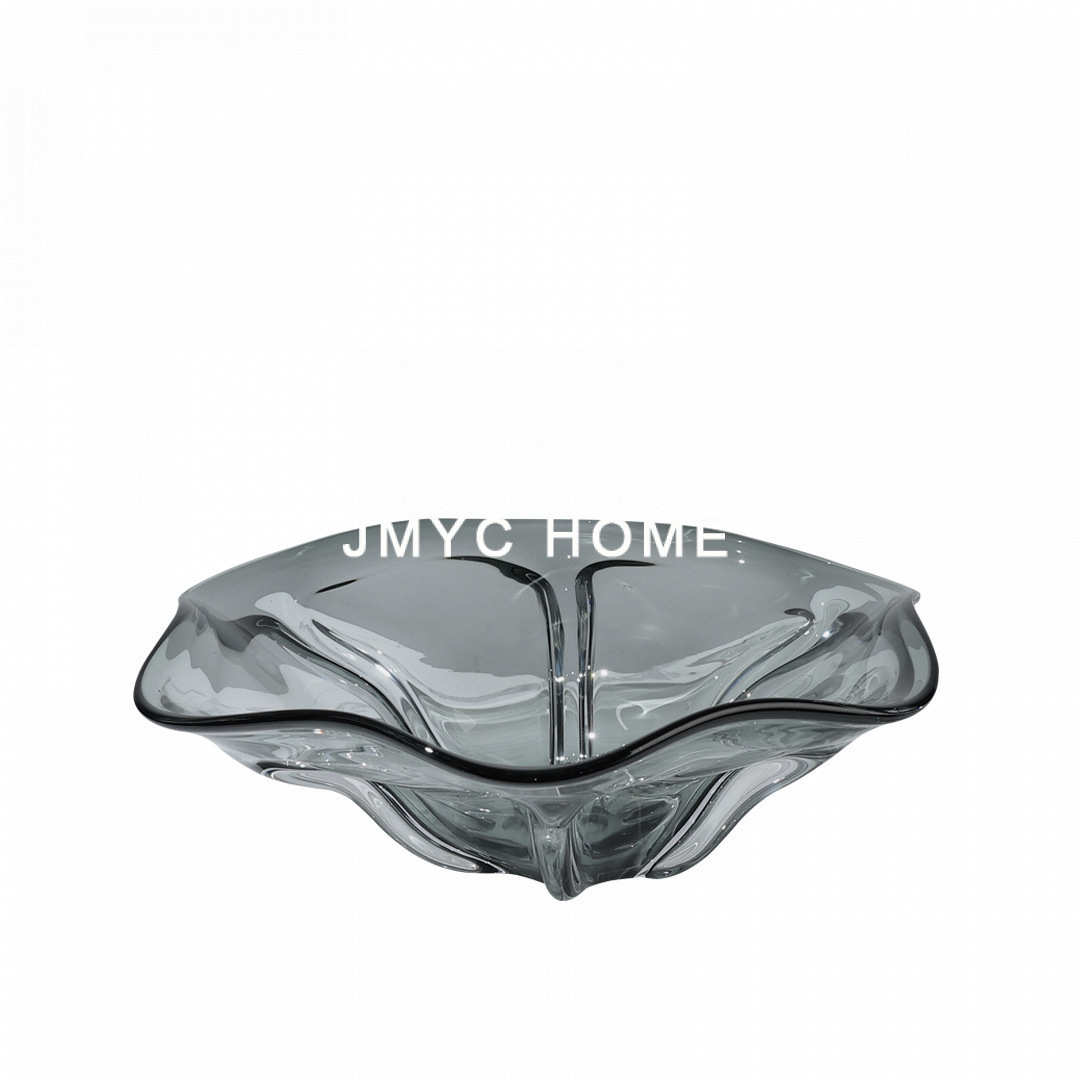 轻奢高档玻璃水果盘饰品创意客厅餐厅售楼处酒店茶几桌面果盘摆件