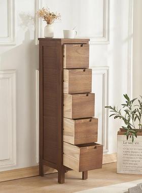 V实木卧室收纳25CM1188小型超储8窄床头柜夹柜缝物柜五斗柜客厅小