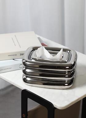 北欧饰奶油风陶瓷餐巾盒创意纸盒抽客厅茶几FYA巾摆件装纸盒软装