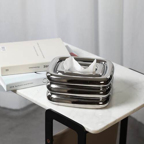 北欧奶油风陶瓷餐巾盒创意纸巾盒客厅茶几摆件装饰抽纸盒软装饰品