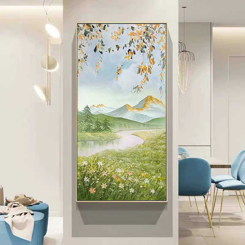 装饰画风景大气手绘入户挂画装饰画现代走廊油画过道玄关奢简约轻