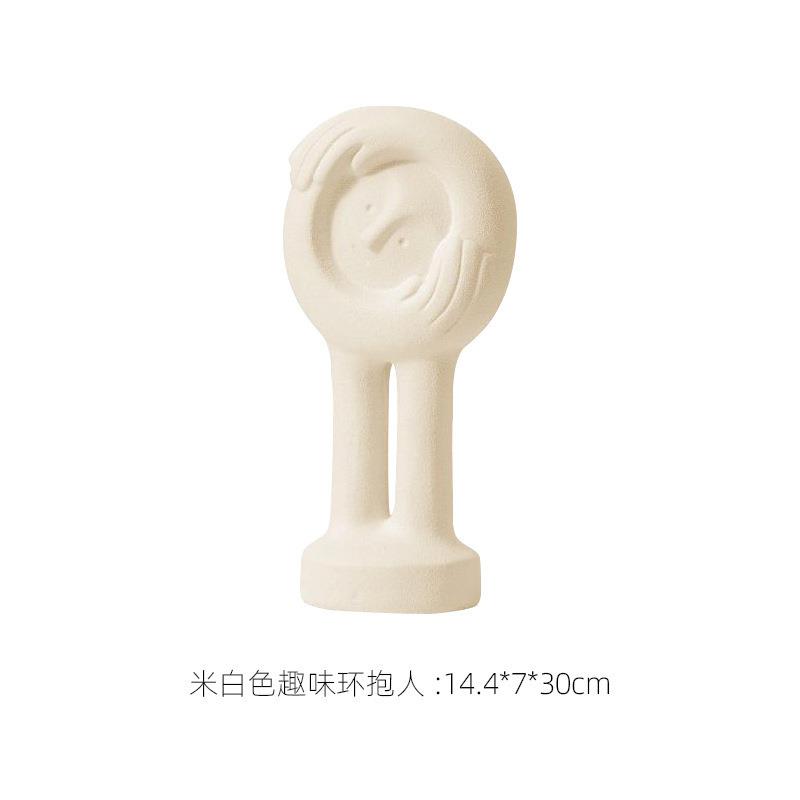 现代简约创意米白色趣味小人树脂摆件儿童房民宿创意家居桌面摆设