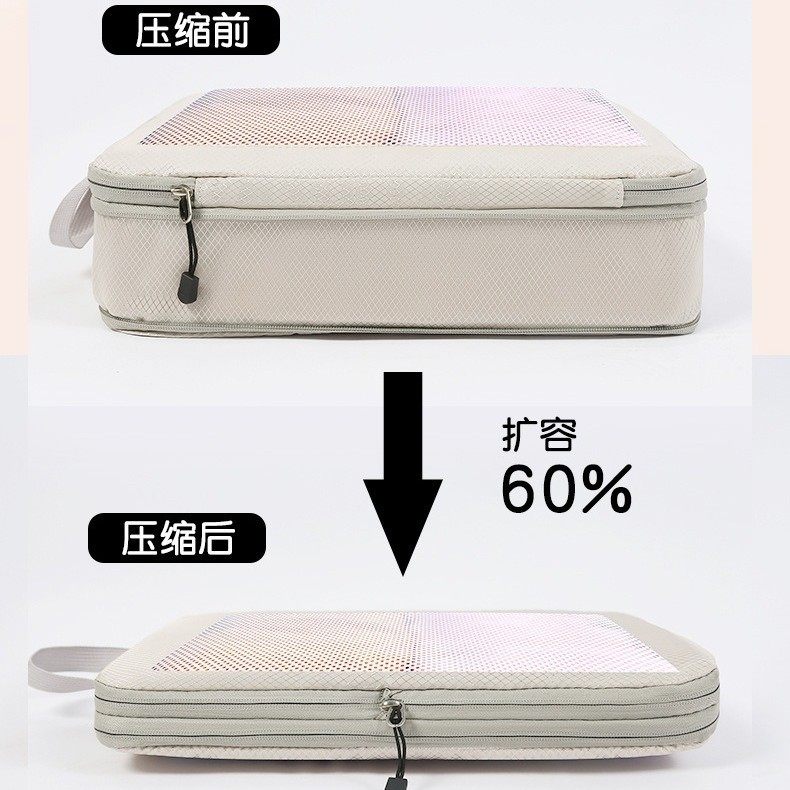 旅行压缩收纳袋方格四件套行李箱整理包套装衣服防水防潮收纳包,收纳整理,其他收纳袋,淘宝优惠券,粉丝福利购,淘宝优惠卷