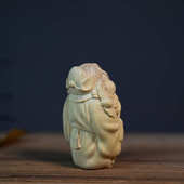 黄杨木雕刻钟馗像文玩手把件桌面摆件家居玄关装 饰品木质工艺品