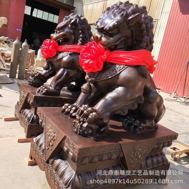 厂家销售铜狮子工艺品铜狮子大型雕塑摆件酒店摆件铜狮子动物雕塑