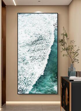 潮汐海岸现代简约入户玄关装饰画客厅落地画走廊过道楼梯间晶瓷画