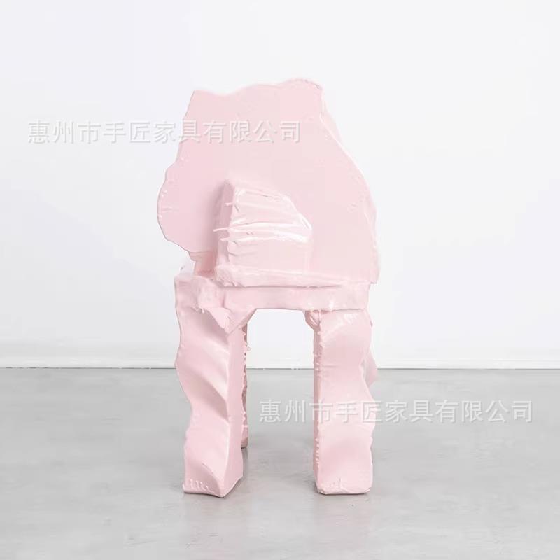 北欧设计师款玻璃钢休闲椅餐椅肌理感艺术陈列装饰服装店铺道具