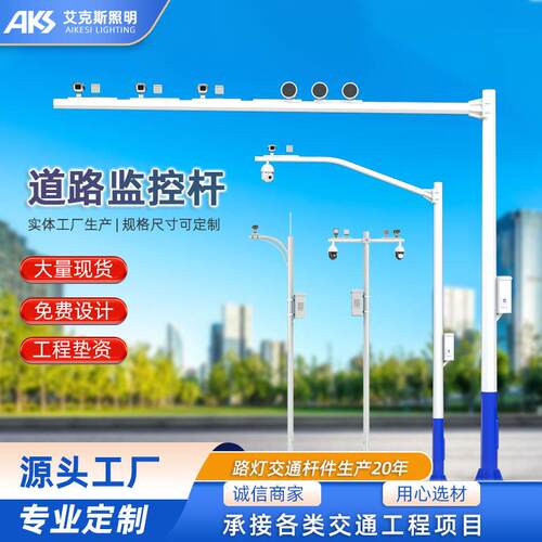 市政河流国土安防监测电信移动联通6-7米八棱八角道路卡口电警杆