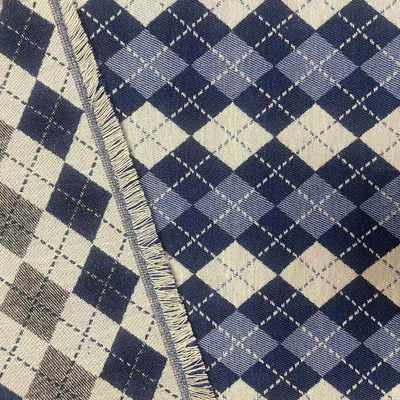 2024秋冬爆款鲁本斯渐变菱形格几何提花面料涤棉12色色织箱包鞋料