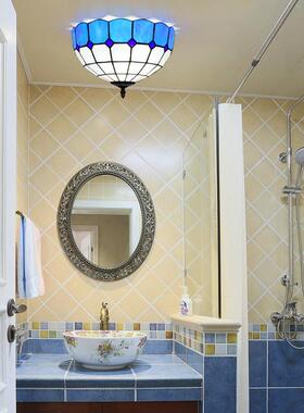 30CM欧琈蒂凡尼地中海蓝色彩色玻璃餐厅卧室过道走廊琉璃吸顶灯