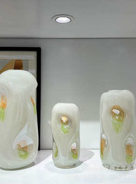 高级感白色不规则手工琉璃花瓶家居创意摆件样板间客厅插花器装饰