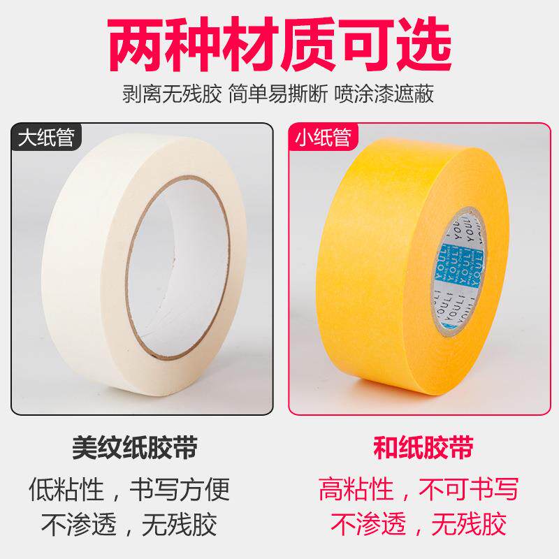 美纹纸胶带整箱50米白色美文胶带装修遮蔽喷油漆美术生专用分色纸