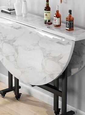 折叠桌家用可折叠移动餐桌小户型多功能三折桌子圆形桌客厅大圆桌