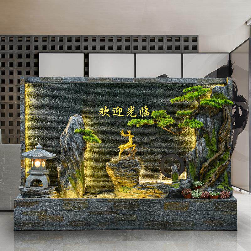 水幕墙流水墙店假山流水喷泉客厅阳台酒会摆NCR所别墅外庭院景观