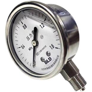 1.5径向安装 螺纹M14 北京布莱迪压力表YTN63H全不锈钢耐震压力表