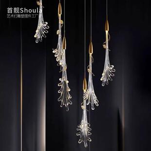 复式 楼梯吊灯中空挑高旋转楼梯长吊灯酒店售楼部餐厅吧台饭店灯具